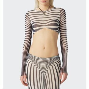 JEAN PAUL GAULTIER Navy Blue Body Morphing Crop Top